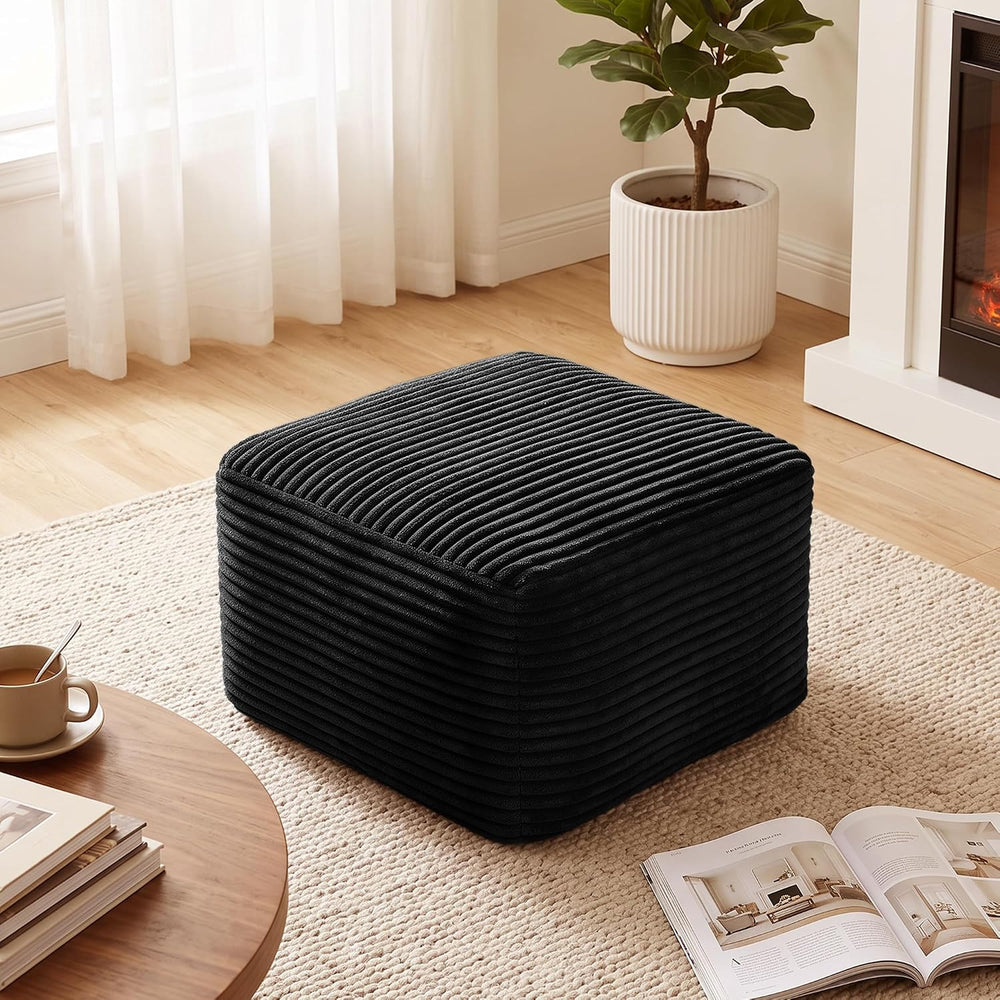 27.6" Floor Ottoman, Plush Corduroy Ottoman Foot Rest for Couch in a Box...