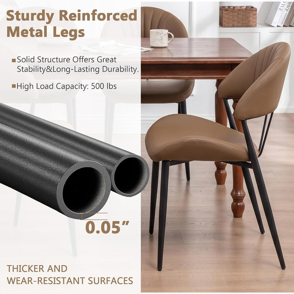 PU Leather Dining Chairs Set of 4, Mid Century Modern Dining Chairs with Stit...