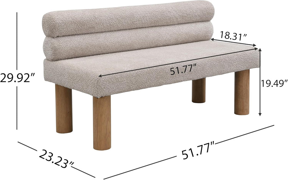 GDFStudio Upholstered Boucle Dining Bench with Backrest Farmhouse Entryway Be...