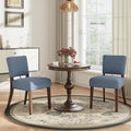 Upholstered Dining Chairs Set of 2, Fabric Kitchen Chairs with Padded Seat & Back, Solid Wood Legs, Modern Simple Dining Room Chairs for Kitchen, Dining Room, Living Room, Blue