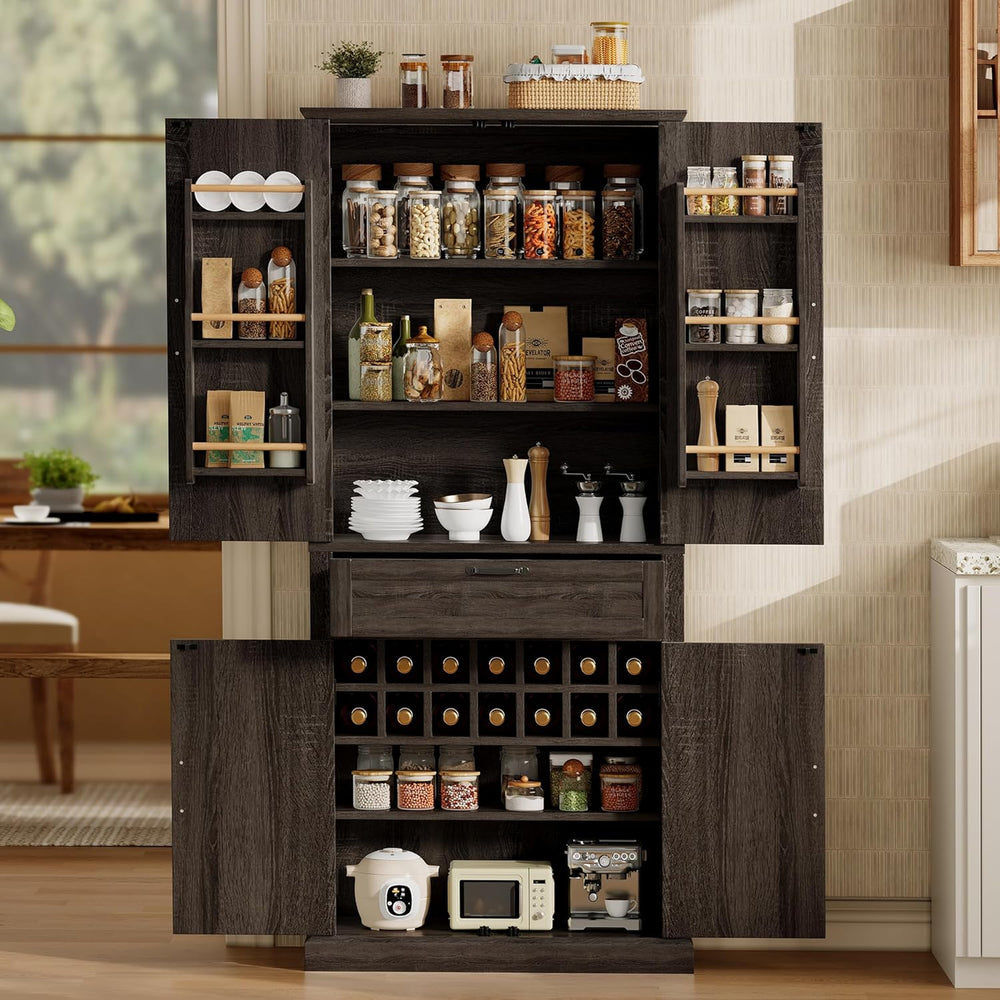 Ball & Cast Farmhouse Kitchen Pantry Cabinet, Brown, 71 Inch | Adjustable...