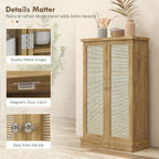 Pantry Storage Cabinet, 41" Kitchen Freestanding Kitchen Cabinet with 12 Door Shelves, Double Doors, 5-Tier Shelving and Adjustable Shelves, Natural