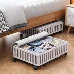 Bamboo Under Bed Storage Containers with Wheels, 2 Pack Under the Bed Shoe Storage Bins, Wood Rolling Underbed Drawers Organizer for Bedroom, Closet, Clothes Blanket Comforter and Under Crib Toy White