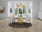Manhattan Comfort Zephyr Modern Velvet Dining Chair, Solid Wood Frame with Gold-Tipped Splayed Legs, High Density Foam Padding, Vintage Design, Tulip Inspired Accent Furniture, Cream