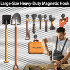 3-H Magnetic Wave Hooks Heavy Duty 2 Pack, Large Magnet Garage Hooks Heavy Duty and Strong Utility Magnetic Tool Holde for Hanging and organizing Garden Power Tool (Orange