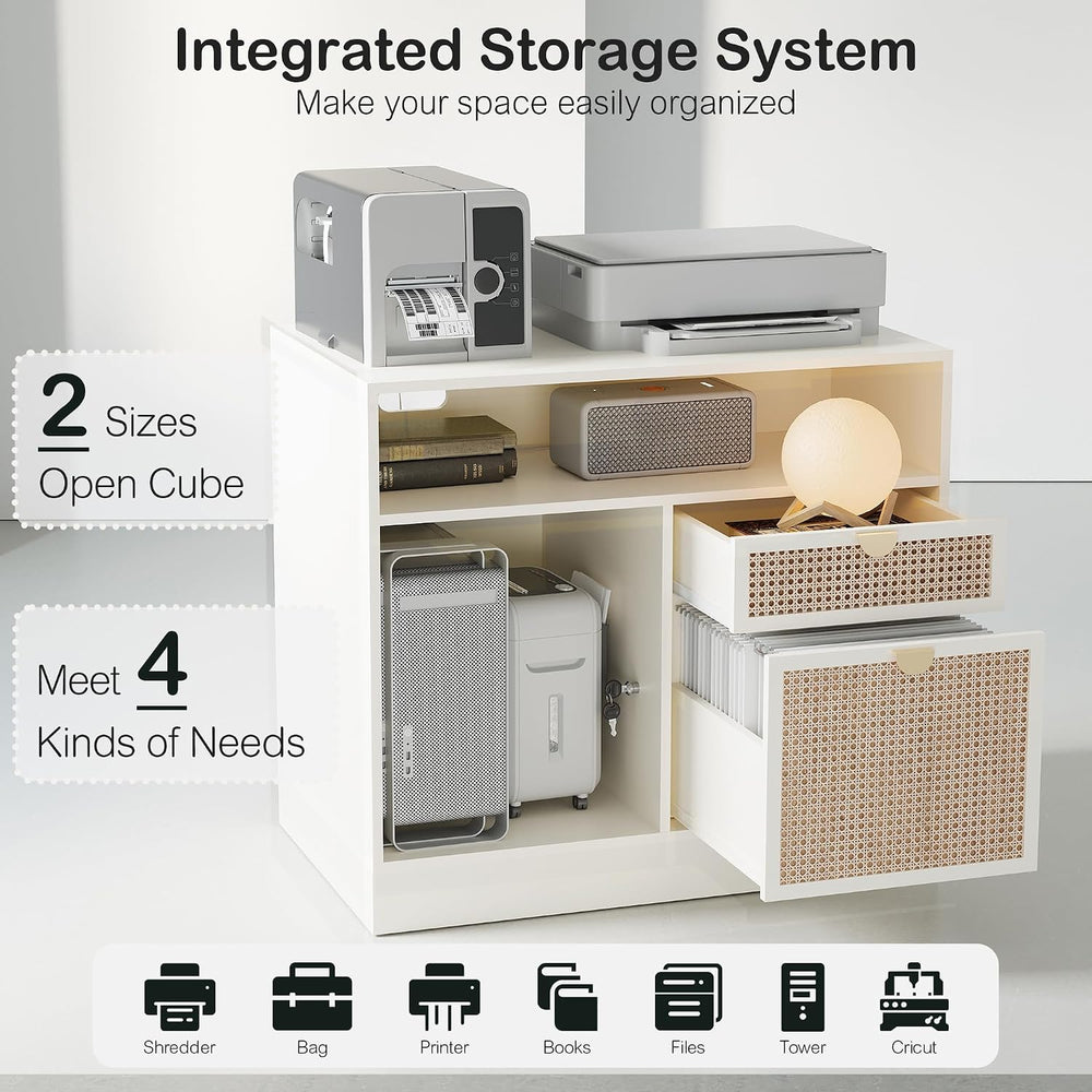 ModernMate 2 Drawers Storage File Cabinet with Lock & Outlet, 31.5W*29.4H...