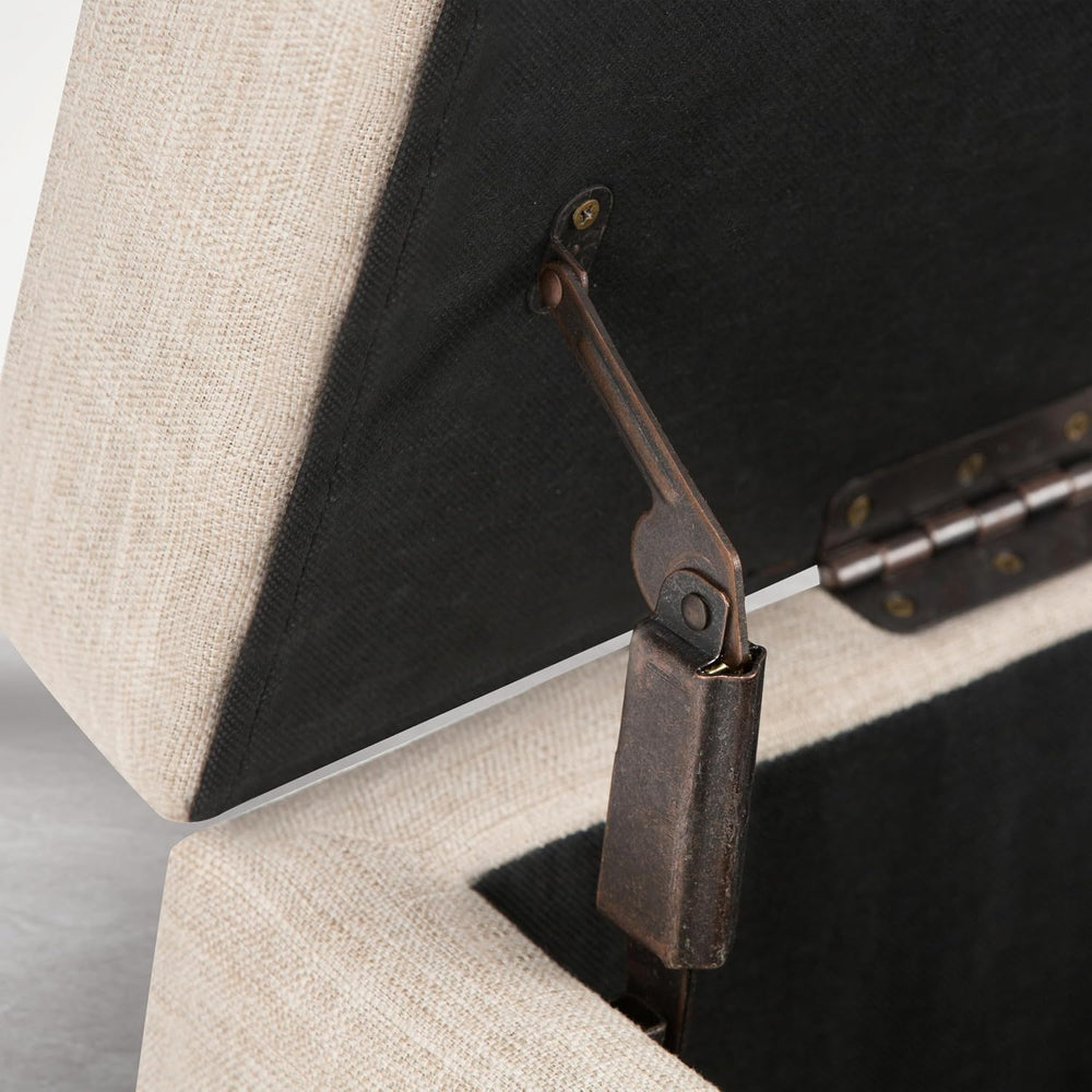 SIMPLIHOME Hamilton Storage Ottoman - 48 inch Wide Upholstered Linen Look Fab...