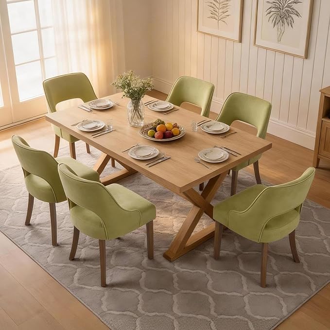ClinQ Wooden Dining Chairs Set of 4, Modern Fabric Upholstered Kitchen Chairs...