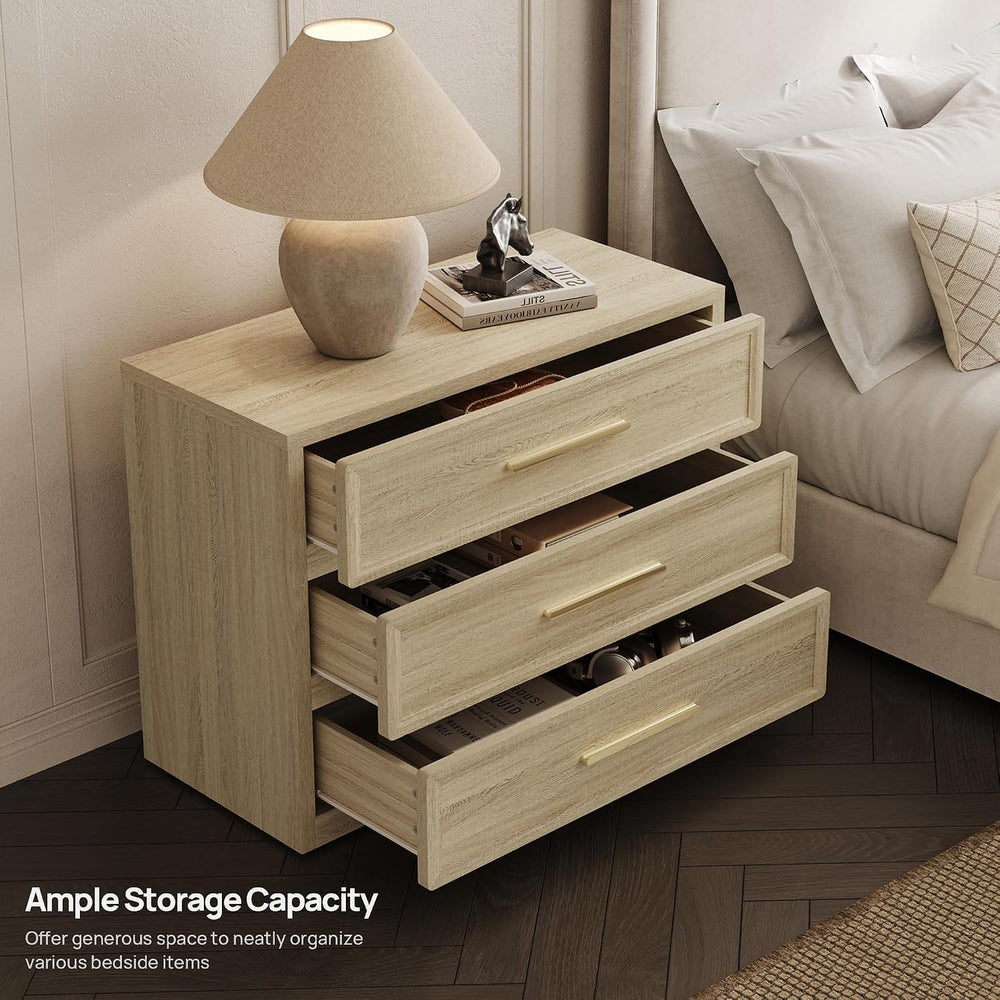 SICOTAS Oversized Night Stand Set 2 for Bedroom 3 Drawer Bedsideside Table | ...