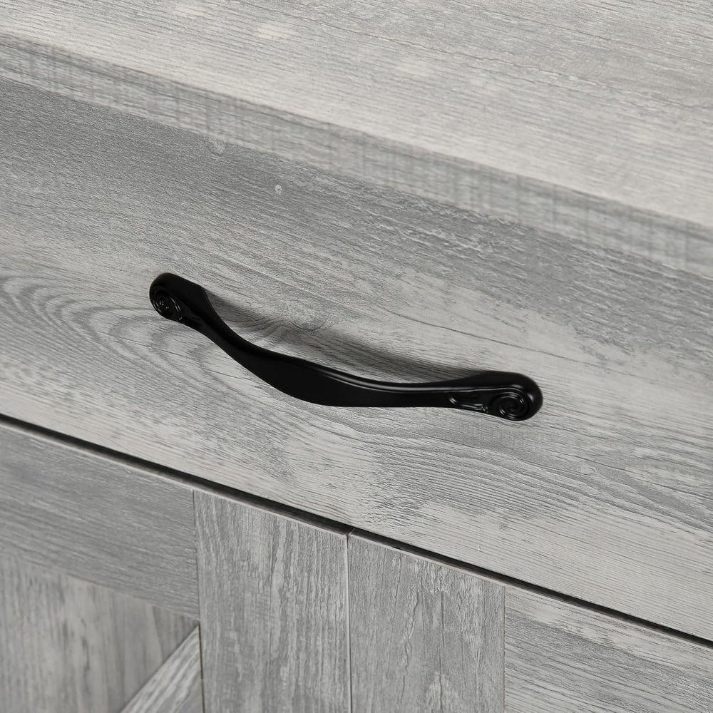 HOMCOM Farmhouse Sideboard Buffet Cabinet Barn Door Gray