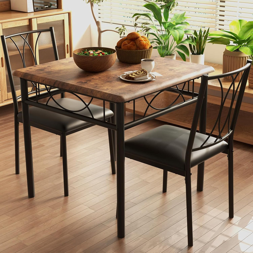 GAOMON 3-Piece Dining Table Set for 2, Square Space-Saving Kitchen Table &amp...