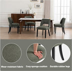 VKNOW Wooden Dining Chairs Set of 6, Modern Fabric Upholstered Dining Room Chair Kitchen Chairs, Farmhouse Dinner Chair for Kitchen Dining Room, Green-Black Legs