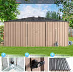 AECOJOY 12' x 14' Shed Outdoor Metal Storage, Large Storage Sheds & Outdoor Storage Clearance 14' x 12', Large Steel Yard Shed, Tool Storage for Garden, Backyard, Patio, Outside use in Grey