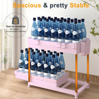 3 Pack Under Sink Organizers, 2-Tier Multi-Use Kitchen and Bathroom Organizers and Storage with Sliding Drawers，Bathroom Cabinet Organizer (Pink, 14.8 Inch)