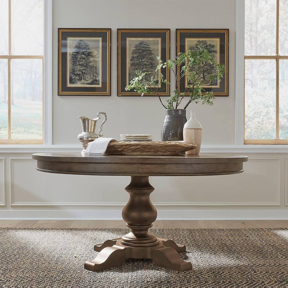 Liberty Furniture Americana Farmhouse Pedestal Table Traditional Kitchen Dini...