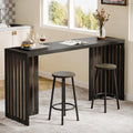 Tribesigns 63-Inch Bar Table with Louvered Base, Black Brown | Industrial Style, Rectangular High Top Table, For Kitchen, Dining, Narrow Space