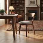 100% Solid Wood Dining Chairs,Mid Century Modern Dining Chairs with Upholstered Cushion,Kitchen,Dining Room Chairs Set of 1/2/4 (1, Walnut Color Grey Upholstery)