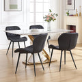 Dining Chairs Set of 4, Comfy Modern Dining Chairs with Thick Cushions, Upholstered Fabric Kitchen Side Chairs with Adjustable Metal Legs for Dining Room (Black)