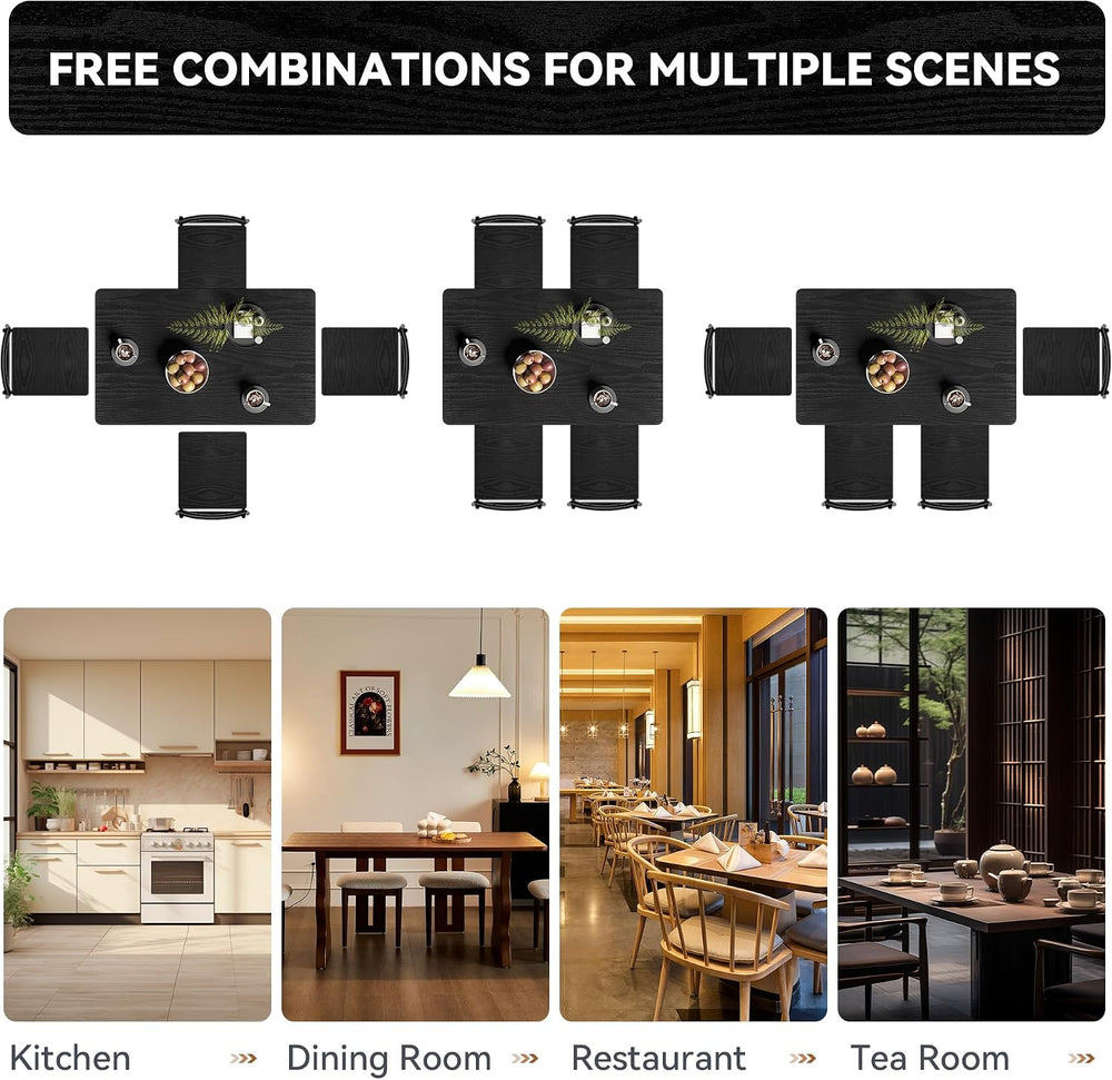 Dining Table Set for 4, 5-Piece Kitchen Table and Chairs, Rectangular Dining ...