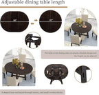 5 Pieces Dining Table Set with 43" Round Extendable Desk,Living Room Furniture W/ 4 Upholstered Curved Legs Chairs,for Restaurant,Home Bistro,Espresso