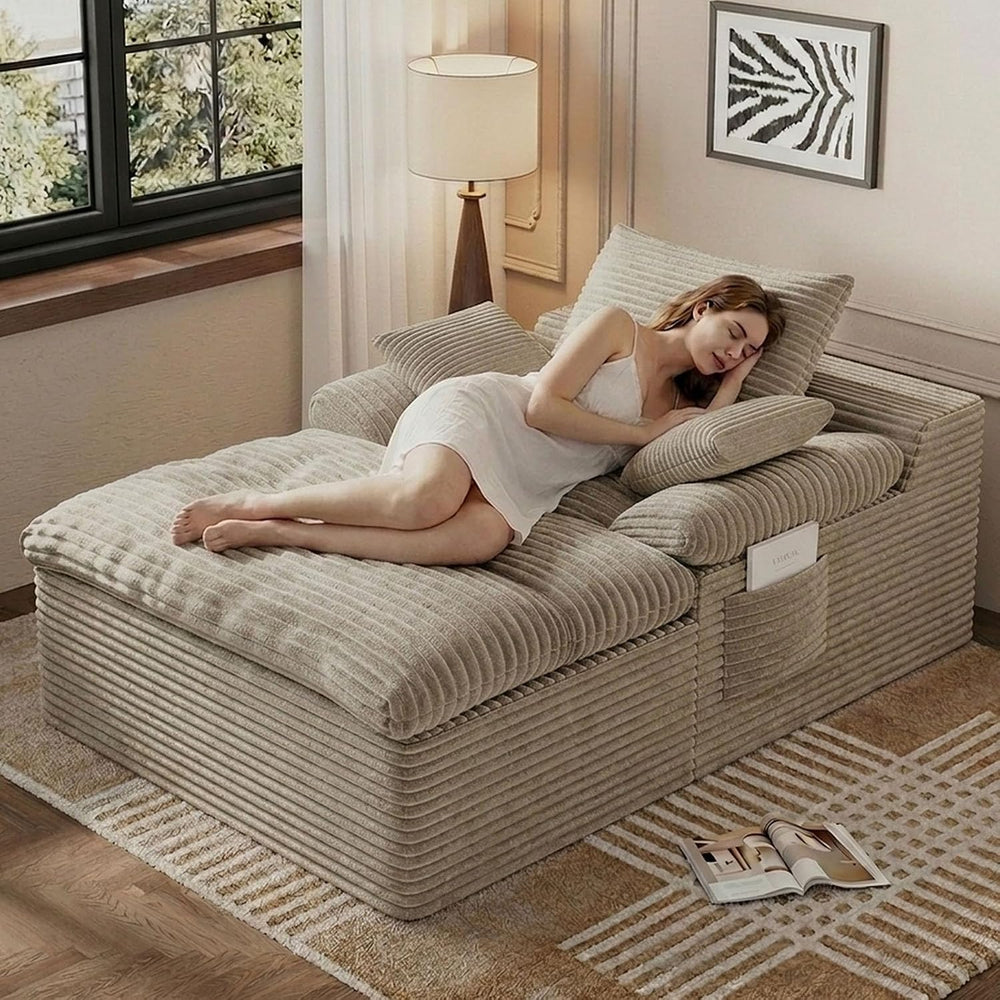 65" Oversized Chaise Lounge Chair Indoor, Chaise Lounge Chair Double Lay...