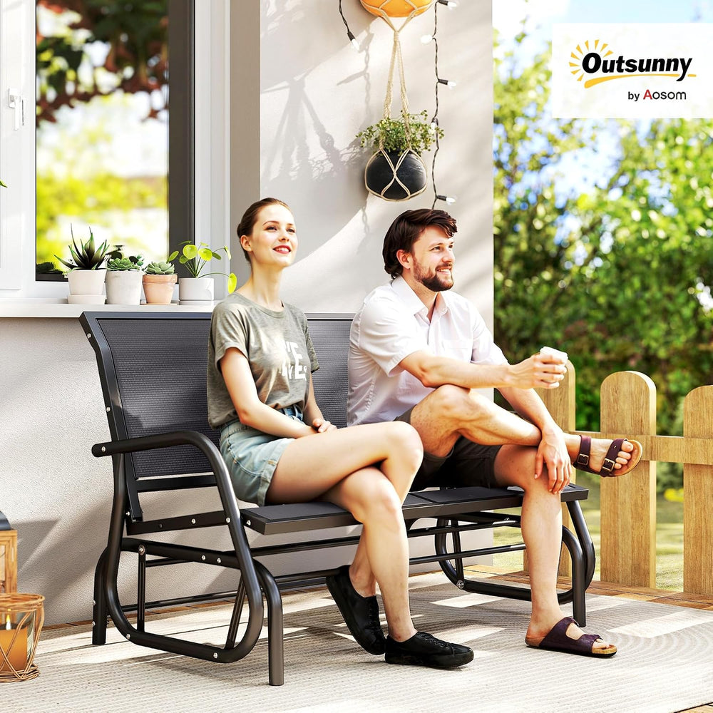 Outsunny 2-Person Outdoor Glider Bench with Steel Frame, Gray | Double Swing ...