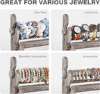TOPNEW 4 Tier Wooden Bracelet Holder,Scrunchie Bangle Watch Necklace Display Storage Jewelry Holder Stand Display Organizer,Antique White