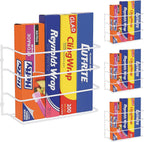 Evelots Kitchen Wrap Organizer - 4 Pack - Hold up to 4 Plastic, Foil, Paper, Wax - Cabinet Door, Wall Rack Basket - Sandwich, Freezer, Food Bag Storage - Laundry Supplies - Plastic Coated Metal
