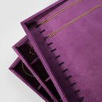 Velvet Jewelry Display Tray For Bracelet Pendant Necklace, Multi-Slot Stackable Storage Tray For Long Chain Jewelries, Drawer Insert Jewelry Organizer (Purple)