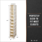 BINO 10-Shelf Shoe Closet Organizer - Beige | Closet Hanging Organizer | Hanging Shoe Rack Storage & Organizer for Bedroom | Hanging Shelves | Portable Closets for Hanging Shoes | Room Essentials