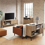 mopio Norwin Storage Cabinet, Sturdy Modern Rustic Industrial Buffet Sideboard, Fluted Accent Storage Cabinets, Credenza, Oak Wood TV Stand, Entertainment Center, Media Console, Living Room (Single)