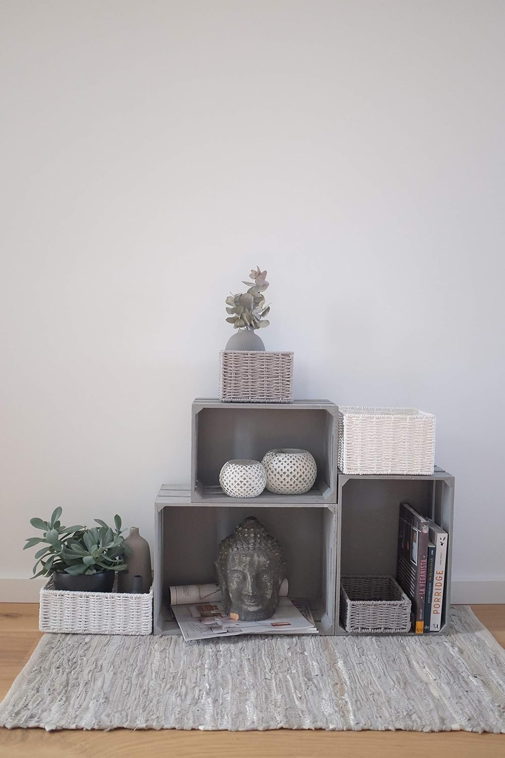 Zeller Storage Box Vintage 31x21x18,7cm of Wood in Grey, 31 x 21 x 18.7 cm