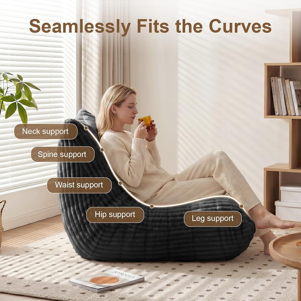 Bean Bag Chair with Lumbar Pillow, Gaint Bean Bag Chairs for Adults, Oversize...
