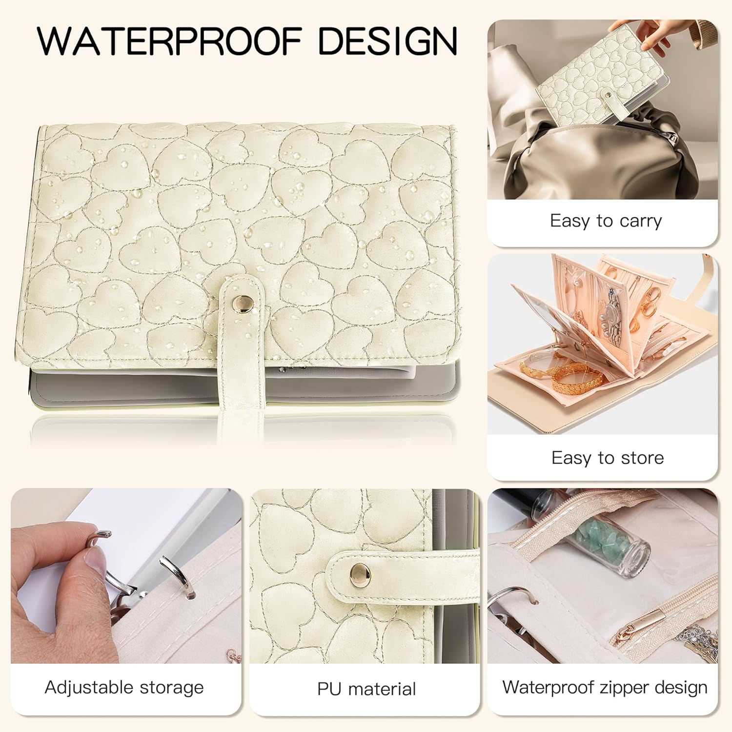 Travel Jewelry Organizer Case,Jewelry Storage Roll Bag for Women,Tangle-Free Portable Storage for Necklaces & Earrings/Rings/Bracelets,Jewelry Storage Book, Waterproof Organizer Bag