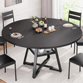 51'' Round Dining Table,Kitchen Dining Room Circle Dinner Pedestal Table,Space Saving Wood Kitchen & Dining Room Furniture (Black, 51In)