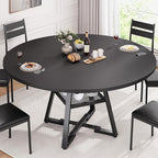 51'' Round Dining Table,Kitchen Dining Room Circle Dinner Pedestal Table,Space Saving Wood Kitchen & Dining Room Furniture (Black, 51In)