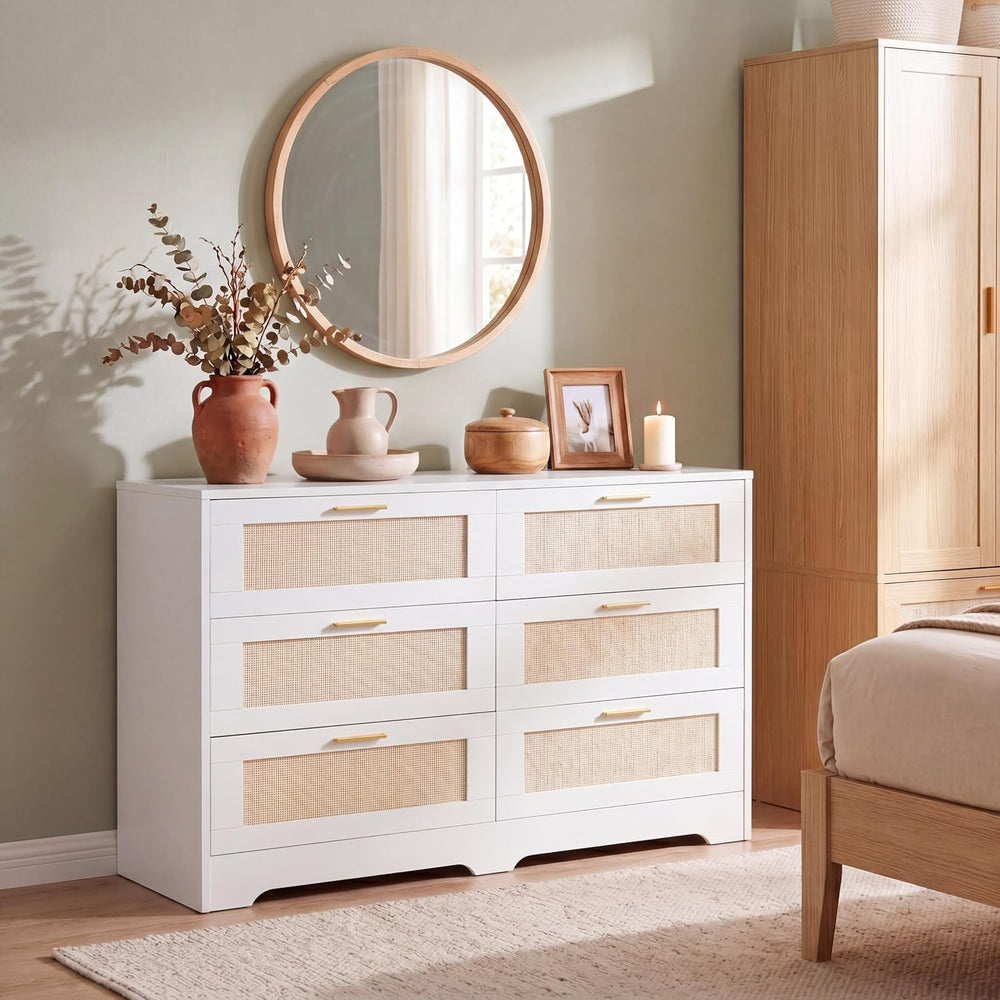 Dresser for Bedroom 6 Drawer White Dresser Bedroom Furniture Storage for Bedr...