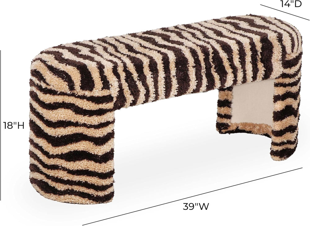 Tov Furniture Zebra Brown Striped Tufted Bench