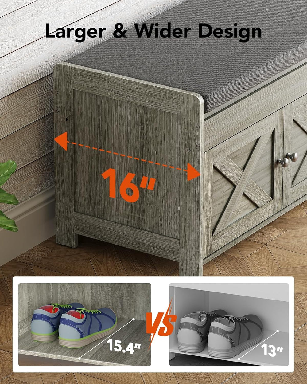 Pipishell Shoe Storage Bench, 2-Tier Shoe Bench with Cushioned Seat, Entryway...