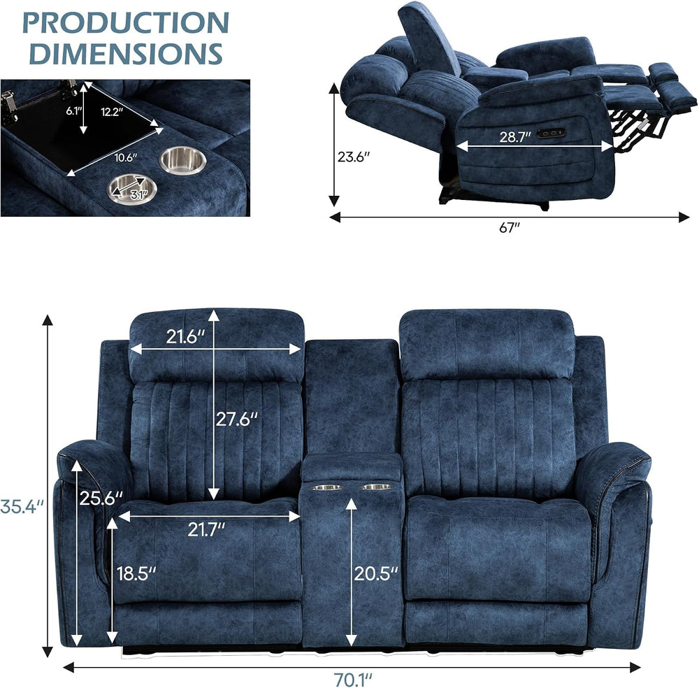 Power Zero Gravity Reclining Loveseat with Adjustable Headrest, Double Reclin...