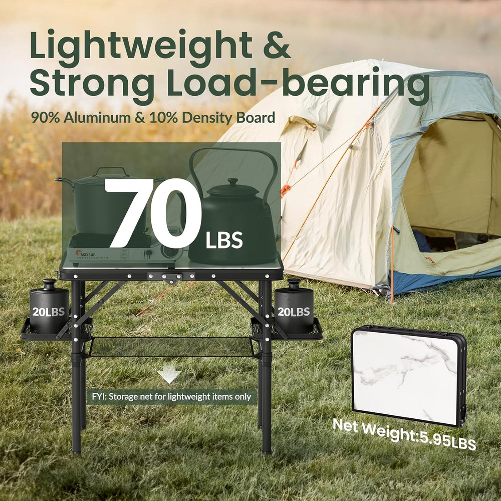 Titanker Small Camping Table Foldable 2ft, Folding Picnic Table with Side Rac...