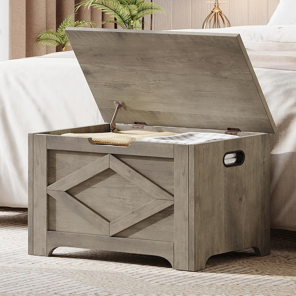 GAOMON Storage Chest, Wooden Storage Bench, Modern Style Lift-Top Shoes Bench with Safety Hinge for Entryway, Bedroom, Living Room, Supports 300 Lb and Easy Assembly