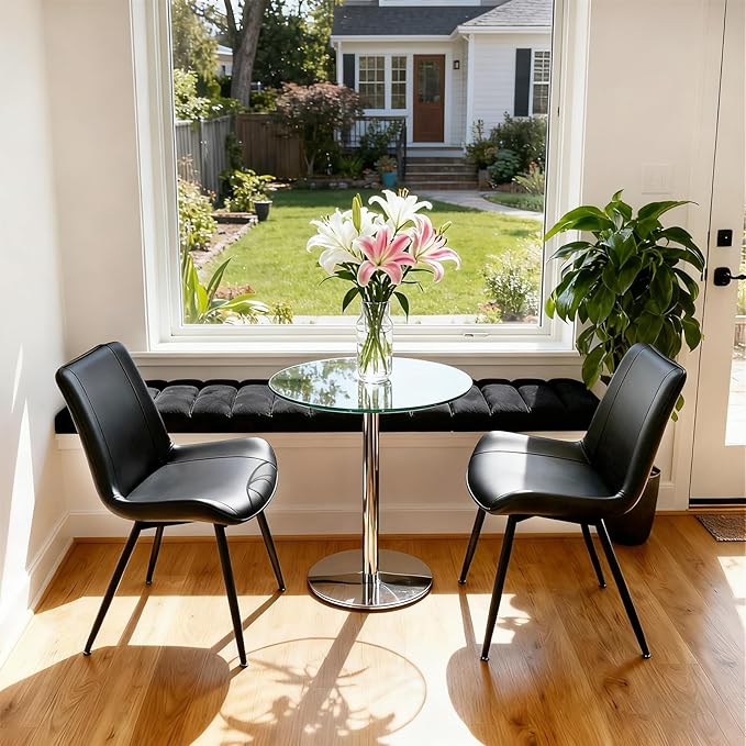 Brage Living Dining Chairs Set of 2, PU Leather Modern Armless Kitchen Dining...