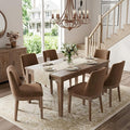 HNY Modern Dining Chairs Set of 6 with Comfortable Back Support, Farmhouse Soft Velvet Upholstered Kitchen Dining Room Chairs with Solid Wood Legs, Armless Accent Side Chairs for Living Room, Khaki