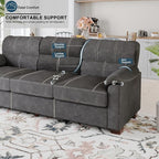 80 Inch Dark Grey Faux Leather Sofa Couch - Wide Armrests with 2 Pillows, Deep Seats, Contrast Stitching, 3 Seater Leather Couches for Living Room, Bedroom, Apartment