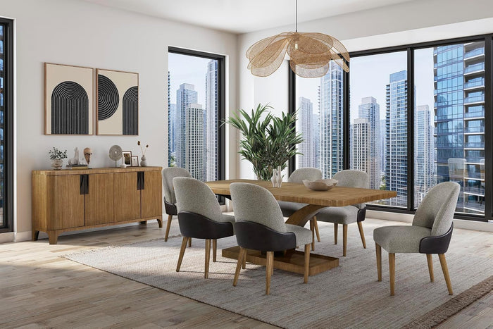 Eucalyptus Dining Server with Shelves, Tan | eucalyptus veneer server with modern design and flexible storage