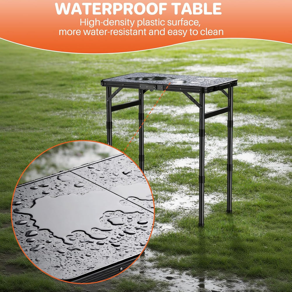 FUNYKICH Waterproof Camping Tables with Plastic Tabletop 22.8''x15.7&...