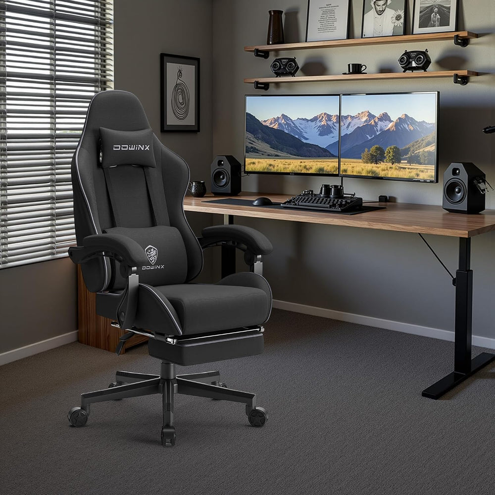 Dowinx Gaming Chair Fabric with Pocket Spring Cushion, Massage Game Chair Clo...