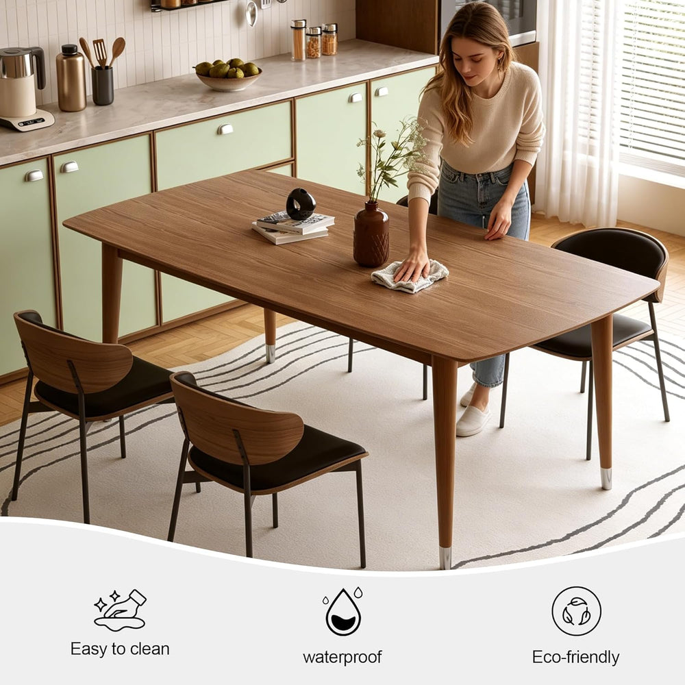 62.9" Solid Wood Dining Table for 4-6, Mid-Century Modern Rectangular Ki...