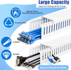 ZhiYo 2x2in Professional Server Rack Cable Management Raceway, 6.6ft (2 × 3.3ft) Cable Raceway Kit, Electrically Safe PVC Open Slot Wire Cover, Cord Hider for Under Desk/Computer/Network Cords White